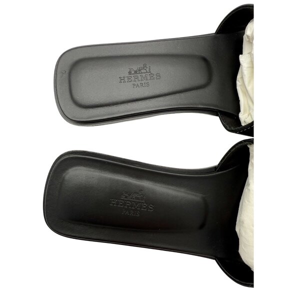 Hermès Black Oran Sandals - Size 7.5 - Picture 6 of 8